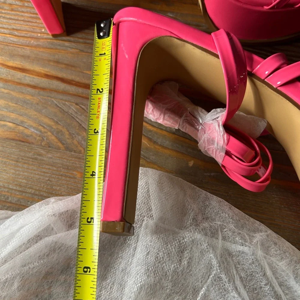 EGO Platform‎ High Heels Pink Strappy Tie Up Sandals Party Sexy Womens Shoes